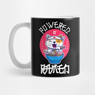 Powered by ramen, cute Japanese cat Mug